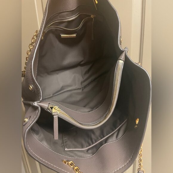 Tory Burch Carson Tote Bag – Pebbled Leather | Gray with Gold Chain Straps | Exc - Picture 5 of 5